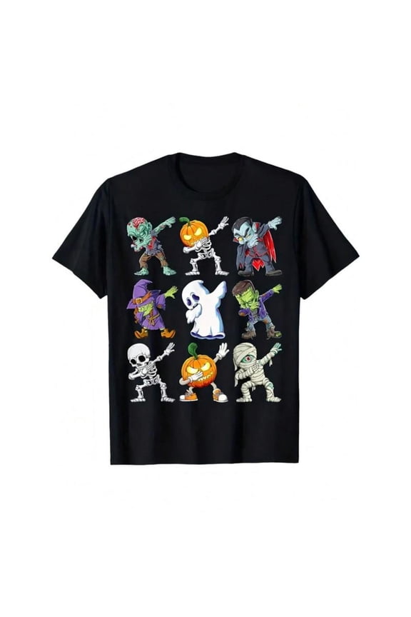 Halloween Skeleton Zombie Graphic Tee, Interesting design,Soft Comfort T-Shirt for Women, Halloween Tops,Fashion,cotton,black,S-5XL