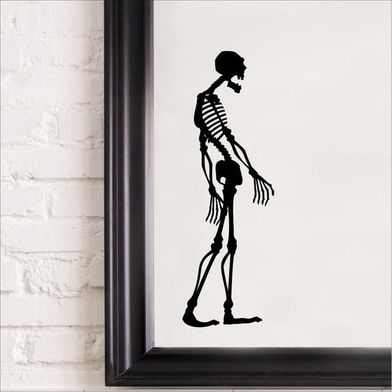 Halloween Skeleton vinyl Lettering wall decal (12"H x 4"L Black)