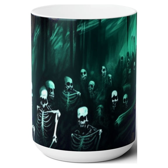 Halloween Skeletons 15oz White Ceramic Coffee Mug Lead and BPA Free