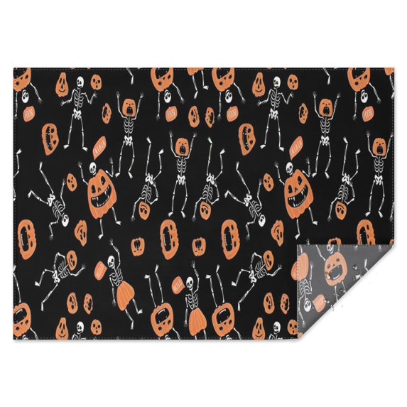 Halloween Skeletons and Pumpkins Rectangle Tablecloth 60"x84",Waterproof Polyester Rectangle Table Cloth, Wipeable Spillproof Polyester Tablecloth for Dining, Camping, Indoor and Outdoor