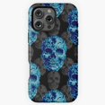 thumbnail image 1 of Halloween Skeletons Seamless Pattern in Blue Pixel Dotted Style Phone Case for iPhone 16 15 14 13 12 11 Pro Max M5905494, 1 of 2