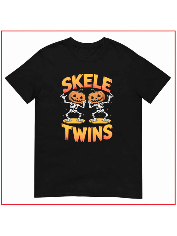 Halloween Skeletwins Funny Dabbing Dancing Skeletons Unisex T Shirt V10336 Size S- 5XL