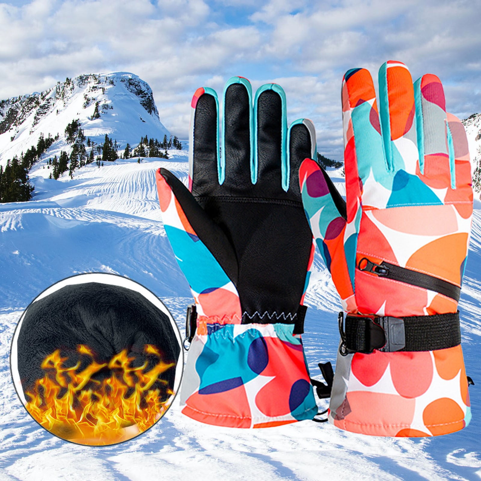 Halloween Ski Gloves Men's And Women's Winter Warm Cotton Gloves