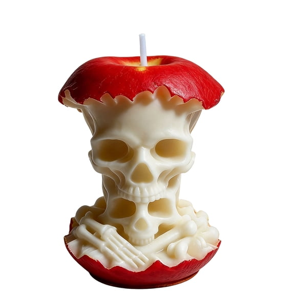 Halloween Skull Apple Scented Candle, Spooky Skeleton Head Shaped Aromatherapy Candle, Multi-Color Choices Tabletop Decor for Halloween Party, Fall Holiday Gift for Friends Family