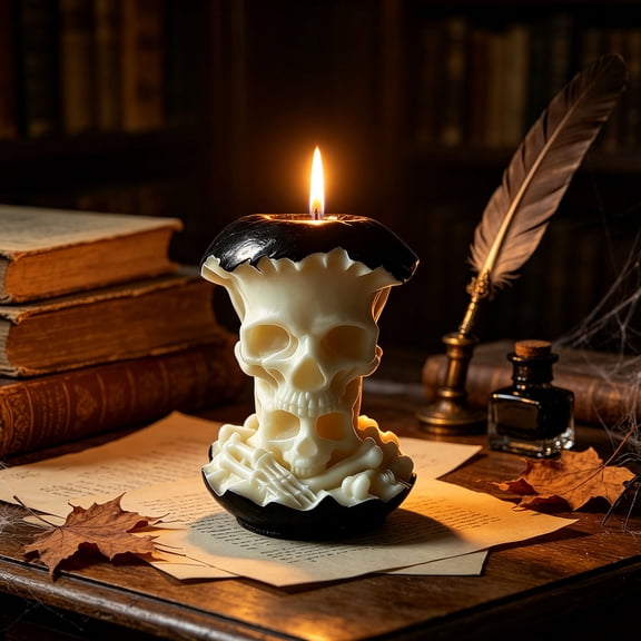 Halloween Skull Apple Scented Candle Spooky Wax Candle Decor Funny Skull Shape Aromatherapy Candle for Party Table Decoration Holiday Gift Home Display