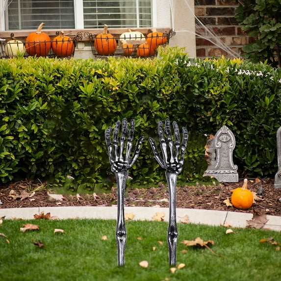 Halloween Skull Arm Prop Set, Broken Ghost Hand Claws Decoration, Artificial Skeleton Props for Indoor Outdoor Tombstone or Spook House Display