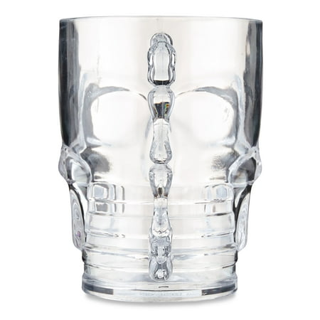 product image of Halloween Skull Beer Mug Adult Party Favor, Clear, Plastic, 19 oz, by Way To Celebrate