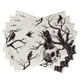 thumbnail image 1 of Halloween Skull Black Cat Placemats Set of 4, Gothic Crow Tree Branch Spider Scary Dining Table Place Mats, Holiday Kitchen Decor Goth Themed Party Home Decoration 12 x 18 inch, 1 of 5