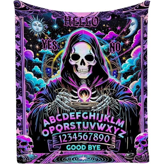 Halloween Skull Blanket Gift, Goth Horror Spooky Blanket Present for Women, Gothic Divination Gifts for Witch, Halloween Christmas Birthday Gifts, Soft Cozy Blankets for Loungingļ¼ 50"x60"