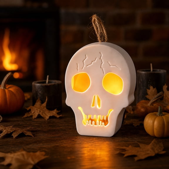 Halloween Skull Candle Holder Decor, Skeleton Head Candlestick Holders Table Decor Centerpiece Candlesticks, Horrible Spooky Creepy Crafts for Halloween Home Party