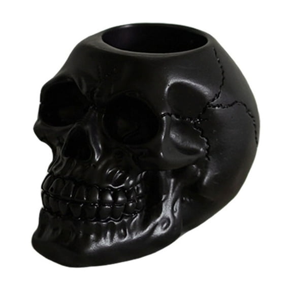 Halloween Skull Candle Holder Gothic Spooky Tealight Cup Human Skull Tealight Candle Holder Novelty Skull Bone Candlestick Halloween Home Bar Party Tabletop Decor