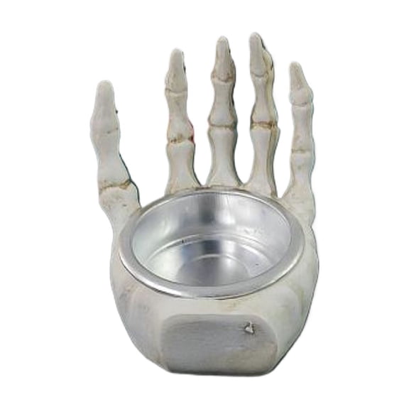 Halloween Skull Candle Holder, Skeleton Bone Hand Resin Candlestick, Spooky Horror Party Table Centerpiece for Gothic Home Decor Display
