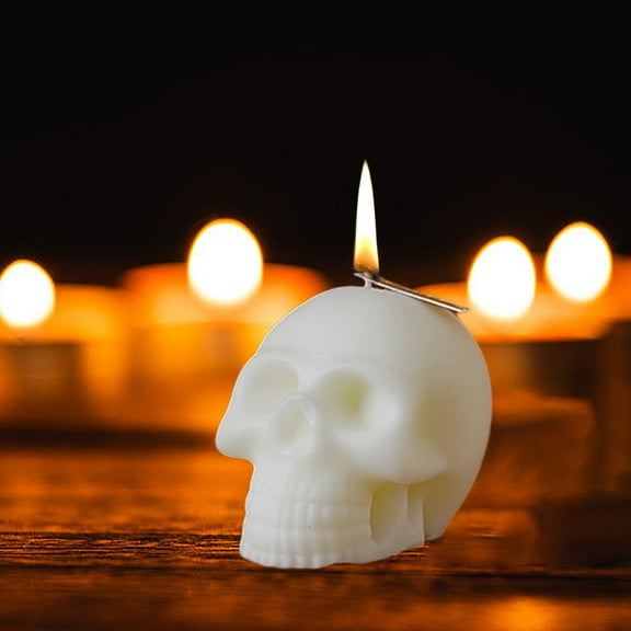 Halloween Skull Candles Set of 5 - Pumpkin Hat Shape Aromatherapy Soy Wax Candles,Spooky Decorative Candle Ornaments for Table Centerpiece,Party Favors,Gifts (White,Khaki,Blank) 7x5.5x5.5cm