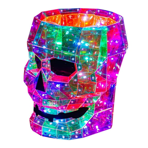 Halloween Skull Candy Dish- Deep Skull Head Halloween Candy Bowl Holder Light-Up Skull Candy Container Spooky Decorative Figurine for Halloween Christmas Candy Servers