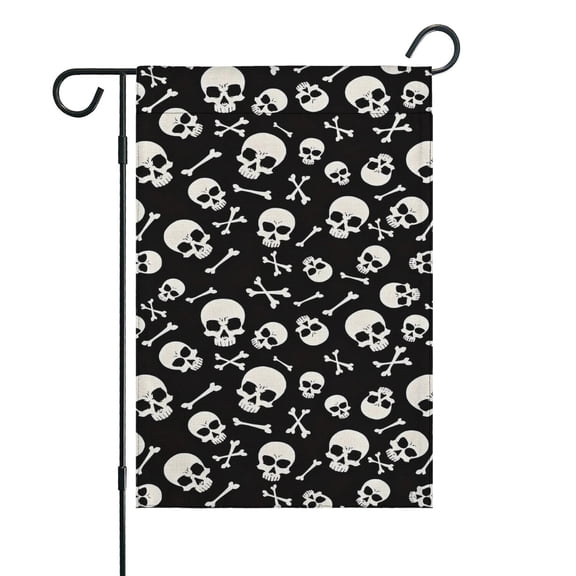 Halloween Skull Crossbones Pattern Fall Garden Flags 12.5"x18" Double Side,Small Yard Flags for Outside,Outdoor Fall Decor,Autumn Funny Garden Flag Yard Decoration