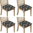 thumbnail image 1 of Halloween Skull Crossbones Seat Covers for Dining Room Chairs Set Of 4,Stretch Printed Washable Chair Seat Cover with Elastic Ties and Button,Removable Waterproof Couch Cushion Covers, 1 of 6