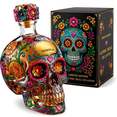 thumbnail image 1 of Halloween Skull Decanter Bottle, Hand Painted Borosilicate Glass with Gift Box, Day of the Dead Bar Decor（Notice Real Photo）, 1 of 20