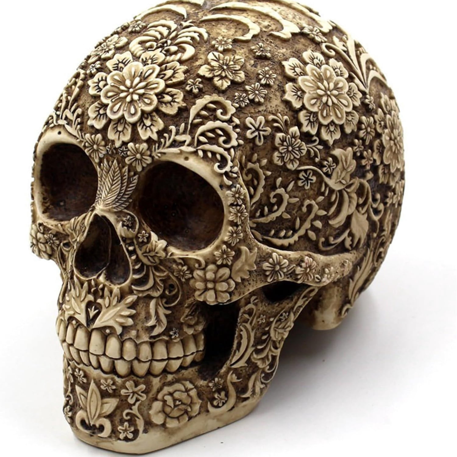 Halloween Skull Decoration - Realistic 8.2" Life Size Skeleton Head Prop for Indoor & Outdoor, Durable Plastic Skull Statue for Haunted House, Party, Gift