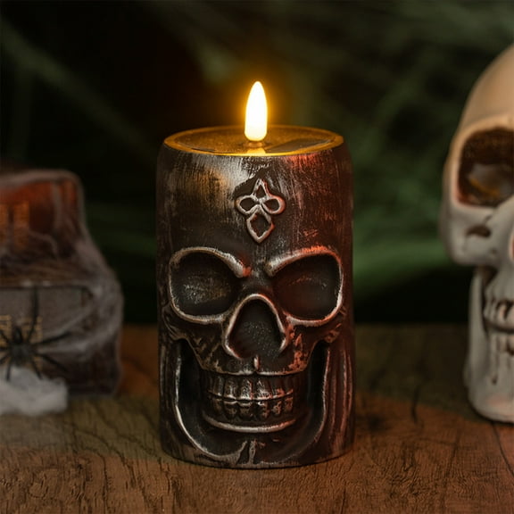 Halloween Skull Decorative Light Vinyl Night Lamp with LED Glow Removable Battery Portable Halloween Party Home Décor Gift