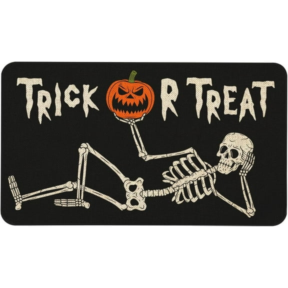 Halloween Skull Door Mat 30 X 17 Inch Trick or Treat Doormat Indoor Outdoor Entrance Floor Mat Non Slip Halloween Decor Rubber Welcome Mats