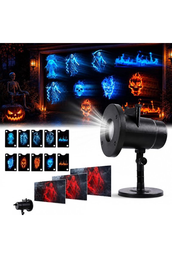 Halloween Skull Dynamic Light 10 Unique HD Projection Patterns, Hologram Projector