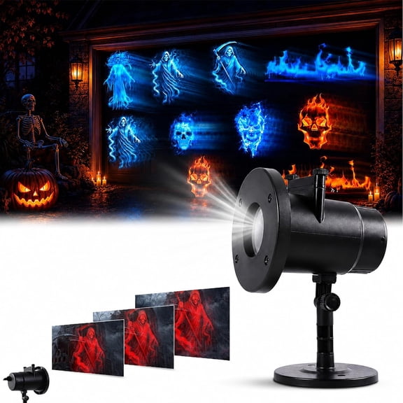 Halloween Skull Dynamic Light, Outdoor Projector With 10 HD Moving Patterns For Garage Walls Windows Porch Yard Haunted Party