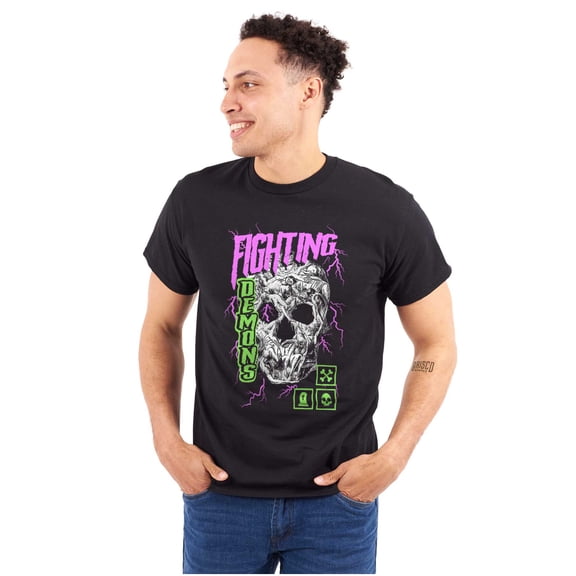 Halloween Skull Fighting Demons Plus Size Crewneck Graphic Tee Shirt Brisco Brands 3X