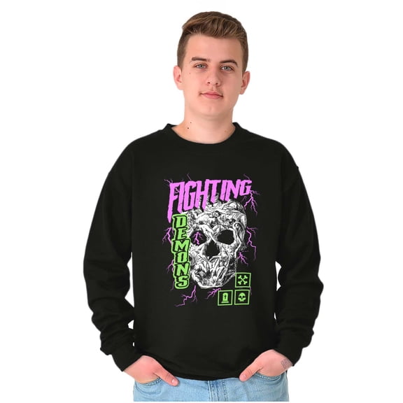 Halloween Skull Fighting Demons Unisex Plus Fleece Graphic Sweatshirt Brisco Brands 2X