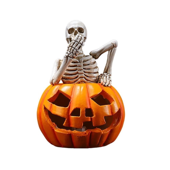 Halloween Skull Figurine with LED Light, Gothic Resin Tabletop Decoration, Three Wise Skulls Holiday Decor