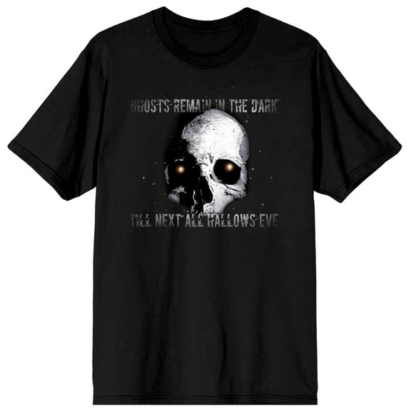 Halloween Skull Ghosts Remain In The Dark Men's Black T-Shirt-Medium