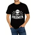 thumbnail image 1 of Halloween Skull Graphic Tee T Shirt Top Spider Web Design Cotton Short Sleeve Crew Neck Black S-5XL, 1 of 5