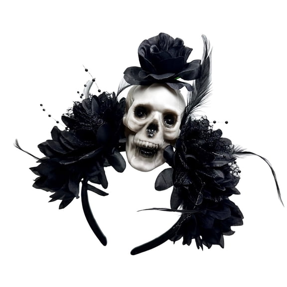 Halloween Skull Hair Clip With Dark Series Flower Punk Head Accessory For Roleplay Event And Theme Party Gathering
