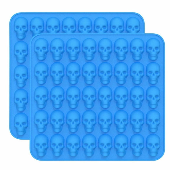 Halloween Skull Ice Mold Set 2 Pack 40 Cavity Silicone Trays Food Grade Easy Release Non Stick Candy Chocolate Resin Candle DIY Baking for Parties Bar Gift with Dropper 6.3x6.7in
