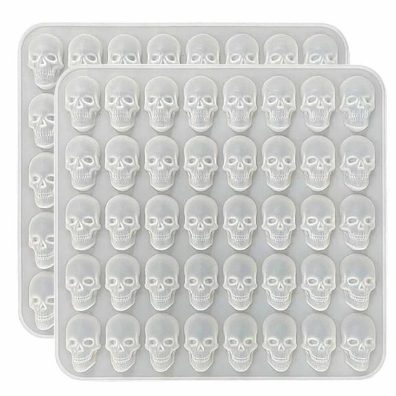 Halloween Skull Ice Mold Set 2 Pack 40 Cavity Silicone Trays Food Grade Easy Release Non Stick Candy Chocolate Resin Candle DIY Baking for Parties Bar Gift with Dropper 6.3x6.7in
