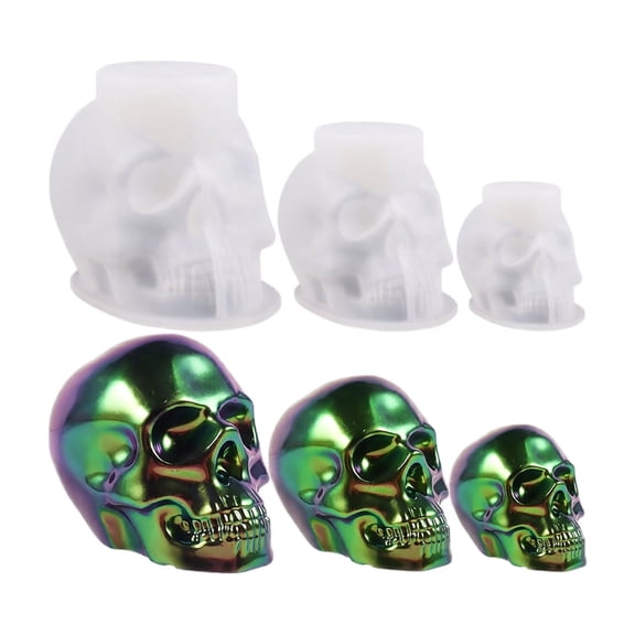 Halloween Skull Keychain Pendant with Resin Candle Drop Design, Silicone Mold Craft Accessory, Holiday Decoration Ornament 4.41*2.99in