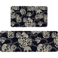 thumbnail image 1 of Halloween Skull Kitchen Mat Sets of 2 Floral Skull Rubber Non Slip Kitchen Rugs Set Floor Mats Washable Carpet Mat Comfort Standing Mat Kitchen Decor Decoration- 17x30 and 17x47 Inch, 1 of 1