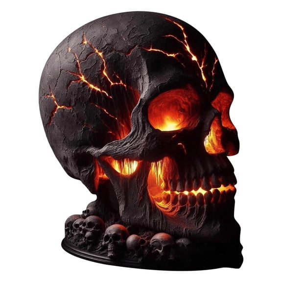 Halloween Skull LED Light 2 Styles Glowing orange Resin for Home Party Mantel Decor