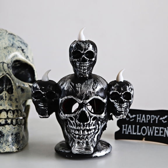 Halloween Skull Lamp - LED Horror Night Light with Button Control, Energy Saving Plastic Material for Gothic Decor, Parties and Halloween Arrangements