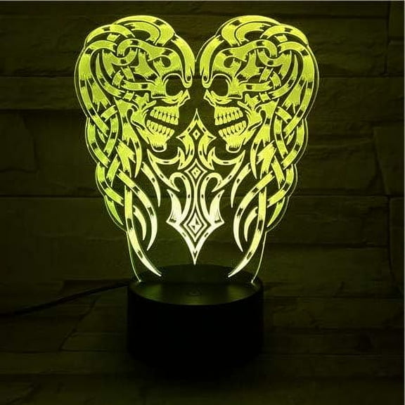 Halloween Skull Lights 3D Illusion Night Light Easter Led Lamp, Christmas Birthday Decorations Gifts for Boys and Girls, Party Decor Halloween Ghost Scary Lights, Skull Lamps for Bedrooms