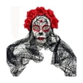 thumbnail image 1 of Halloween Skull Mask with Veil and Rose Flower, Mexican Dia de Los Muertos Lace Mask for Halloween Masquerade Cosplay Party Costume, 1 of 5