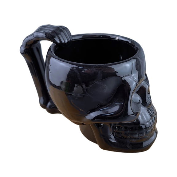 Halloween Skull Mug, Ceramic Coffee Cup with Cracked Skull, Goth Gift for Skull Lovers, Decorative Skeleton Drinkware for Home and Office, Horror Decor