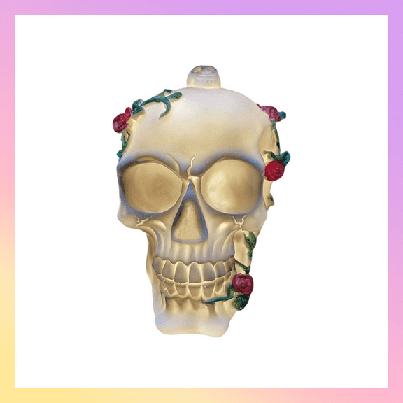 Halloween Skull Night Light 5.51" Halloween Rose Skull Night Light Spooky and Romantic Halloween Decor