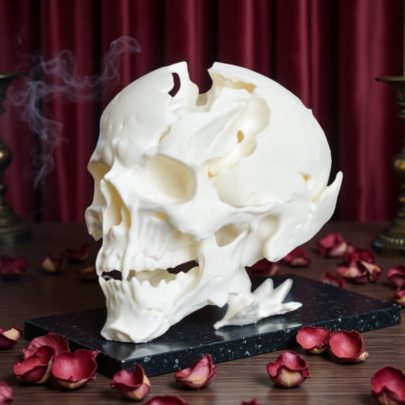 Halloween Skull Ornament, Synthetic Resin Alien Skull Shape Figure, Realistic Bone Detail Sculpture Tabletop Party Decoration