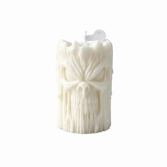 Halloween Skull Pillar Scented Candle Decorative Wax Candle with Carved Skull Design for Home Party Table Centerpiece Decor
