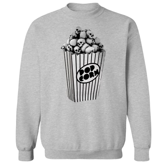 Halloween Skull Popcorn Graphic Sport Grey Men's Cotton Pullover Sweatshirt