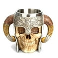 Halloween Skull Resin Beer Mug Stainless Steel Coffee Drinking Cup