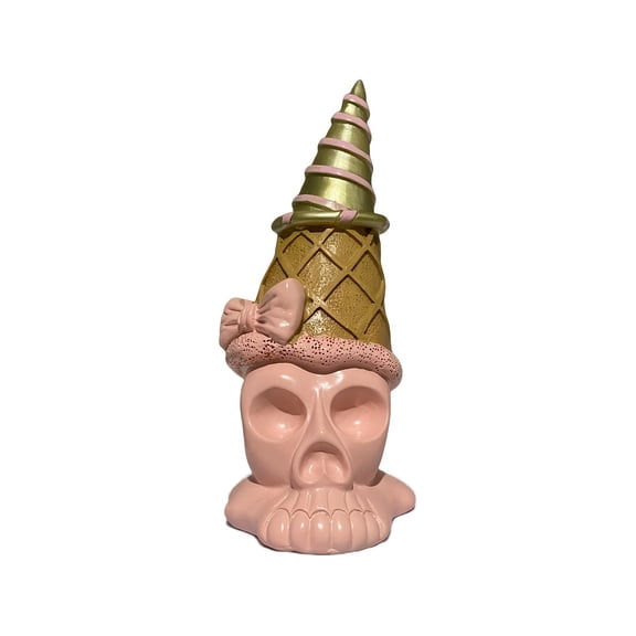 Halloween Skull Resin Figurine Ice Cream Shape Statue for Home Shelf Tabletop Party Decor