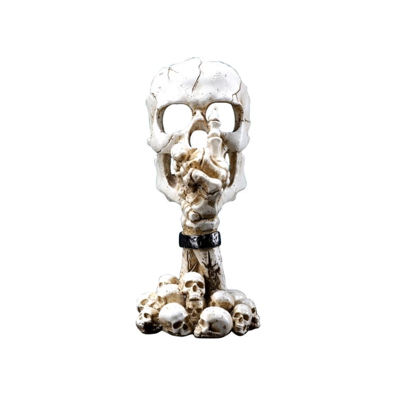 Halloween Skull Sculpture Candle Holder, Skeleton Hand Resin Tabletop Decor for Spooky Home Display
