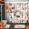 thumbnail image 1 of Halloween Skull Shower Curtain Set with Toilet Lid Cover and Non-Slip Rugs, Black Red Roses Day 4 Pcs Shower Curtains for Bathroom, Fall Bathroom Decor Accessories Set, 1 of 7