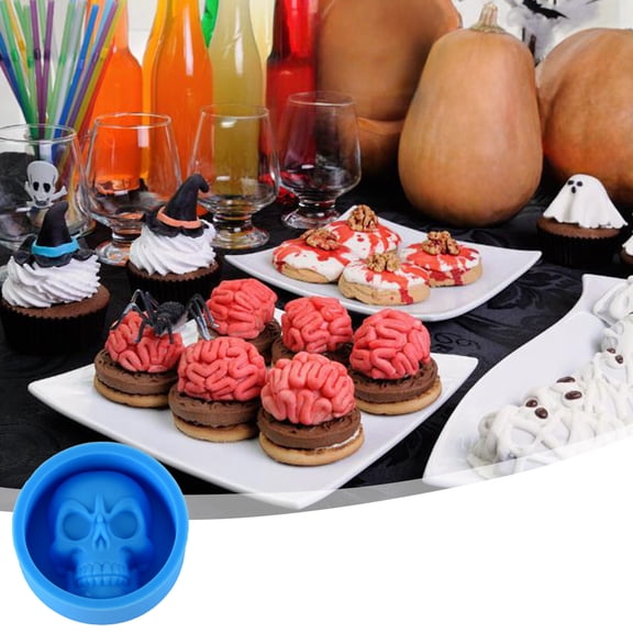 Halloween Skull Silicone Baking Mold, 2.4 Inch Food Grade Multipurpose Mold for Cupcake Chocolate Candy Candle Making